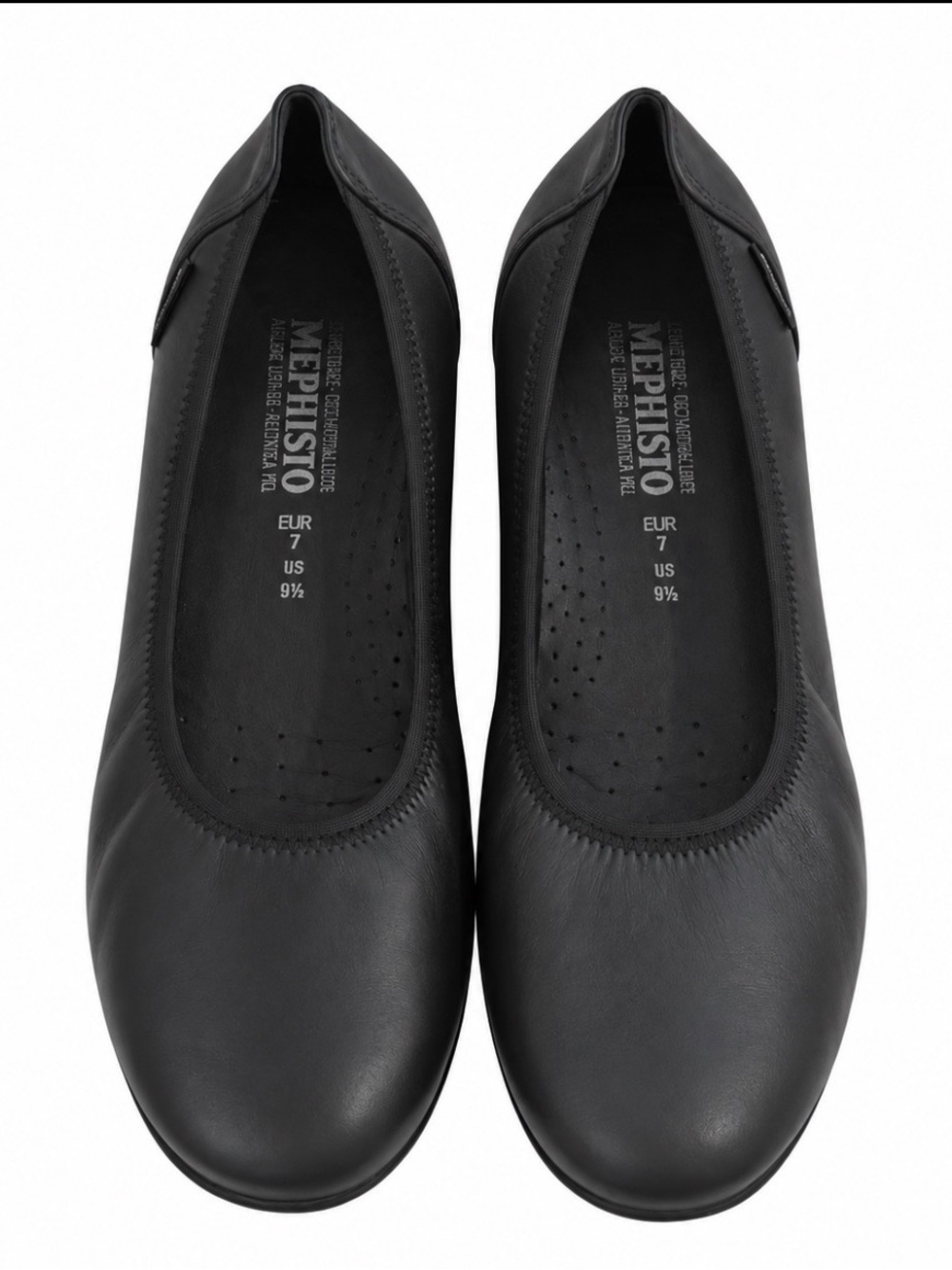 Mephisto Women’s Black Leather Ballet Flats – EU 40 / US 9.5